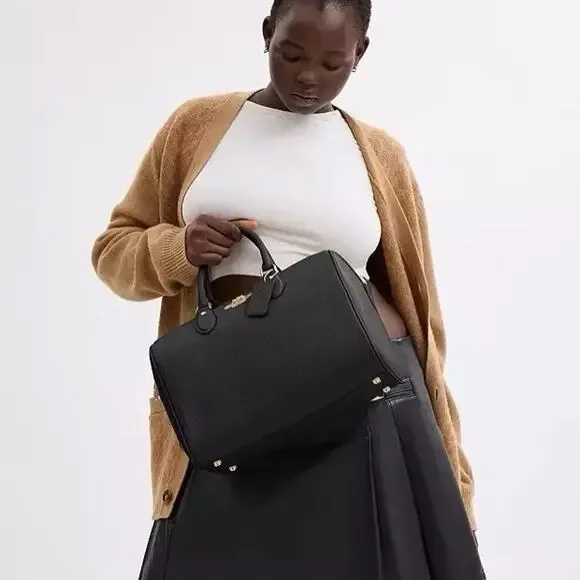 NWT Coach Rowan Large Satchel Bag Leather CV960 Gold/Black - Picture 9 of 11